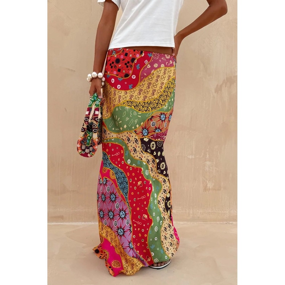 NEW $130 Never Fully Dressed Women Morocco Dorris Maxi Skirt Patchwork Celestial